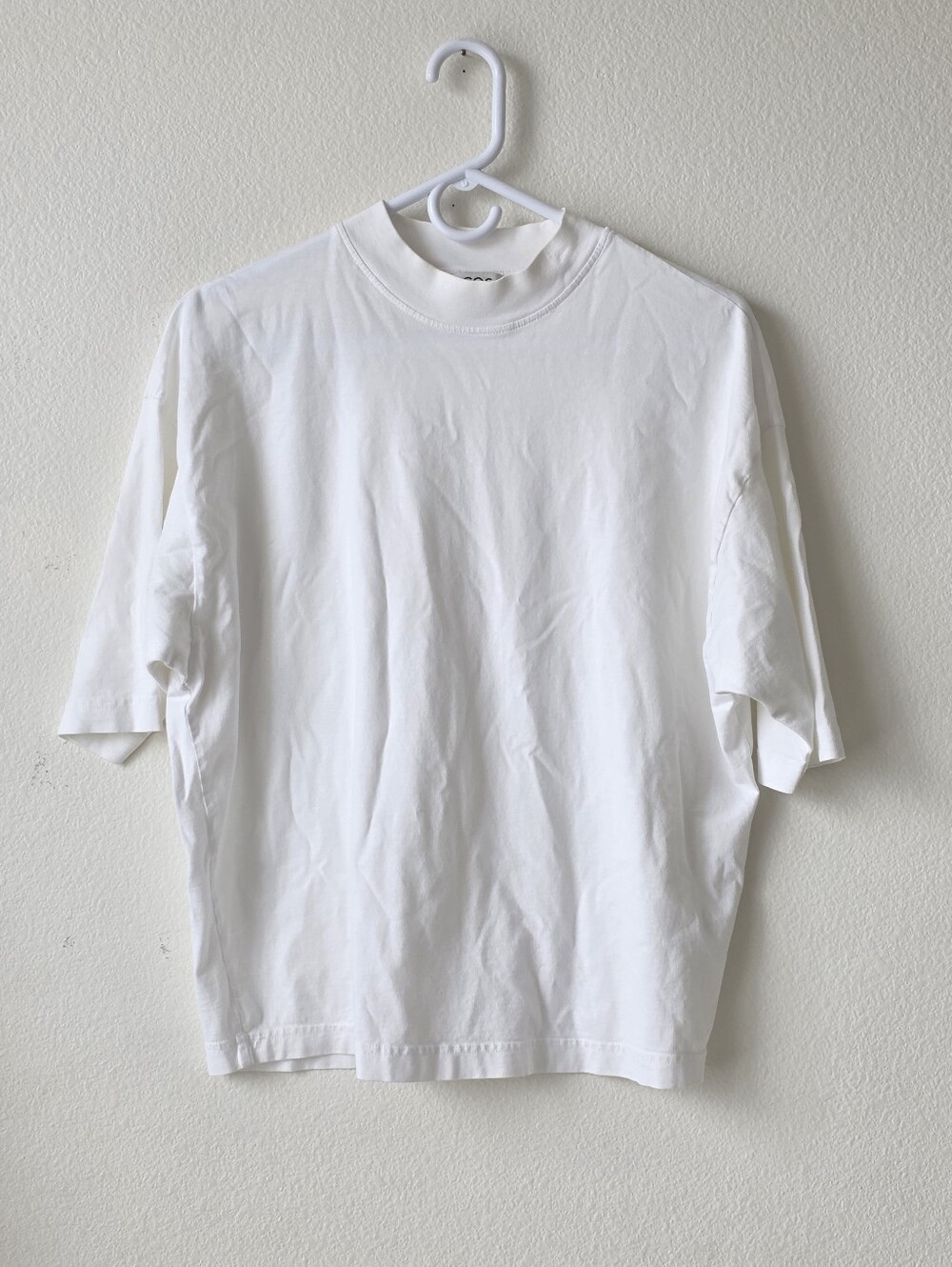 COS Boxy Mock-Neck White T-Shirt